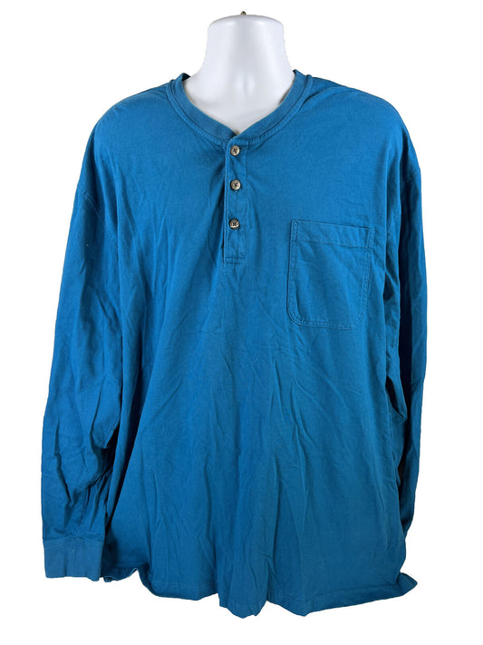 Red Head Men's Blue Long Sleeve Henley Shirt - 3XL Tall