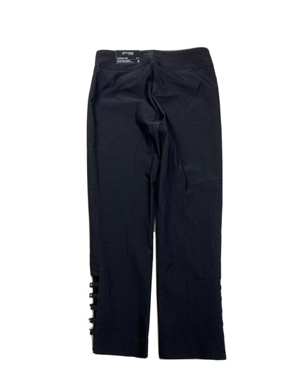NEW Attire New York Women's Black Rhinestone Caroline Cropped Pants Sz 2