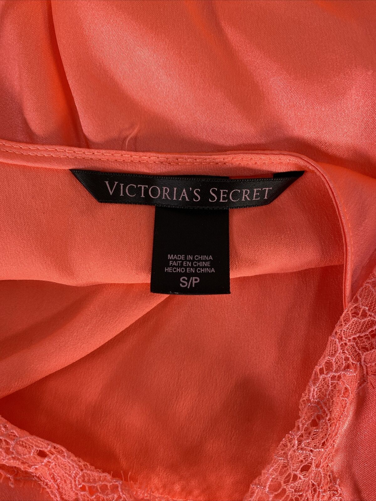 Victoria's Secret Women's Pink/Orange Strappy Lace Lingerie Night Top - S