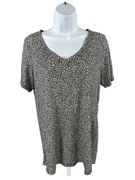 Athleta Women's Black/White V-Neck Short Sleeve T-Shirt - M