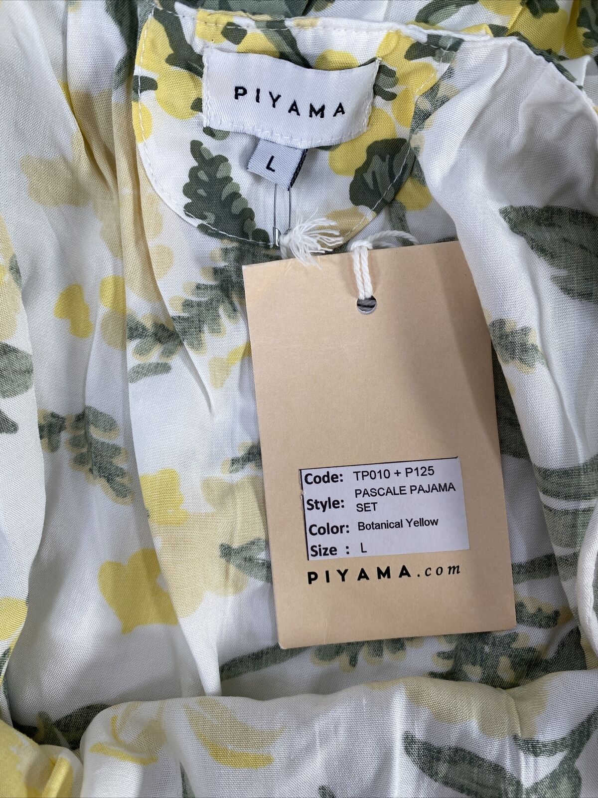 NEW Piyama Women's White & Yellow Floral Pascale Pajama Top Shirt - L