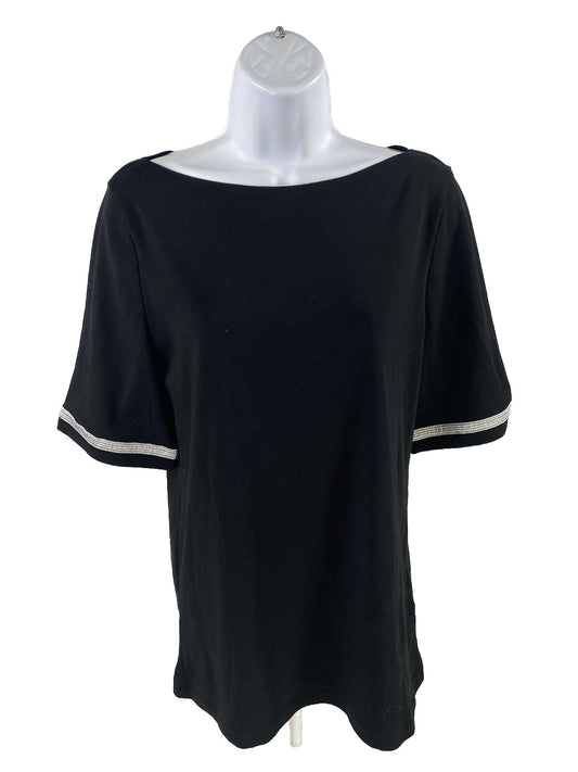 Lauren Ralph Lauren Women's Black Short Sleeve Boat Neck Top - XL