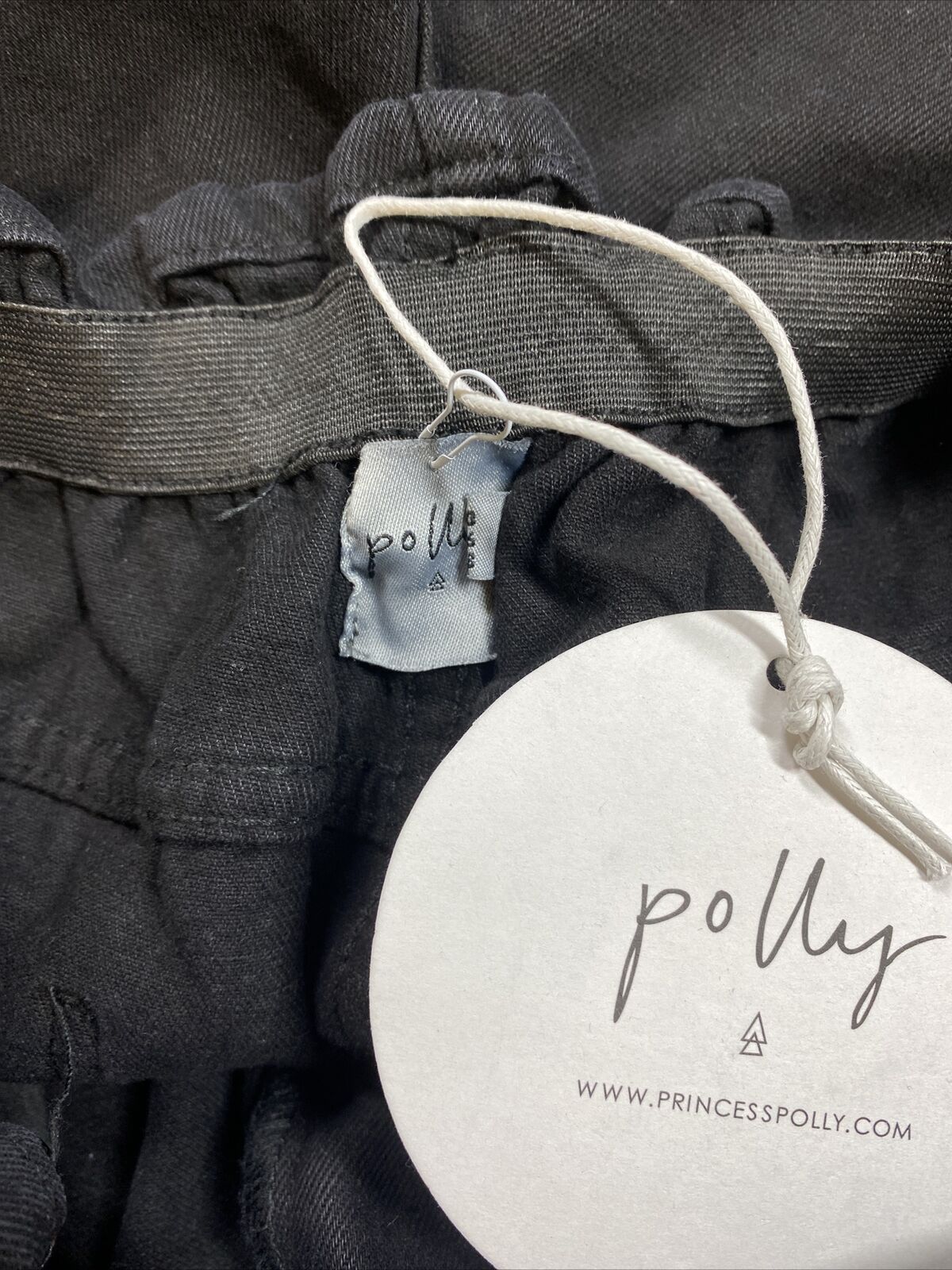 NUEVO Polly Pantalones cortos de mezclilla negros con cintura elástica y bolsa de papel para mujer - 6