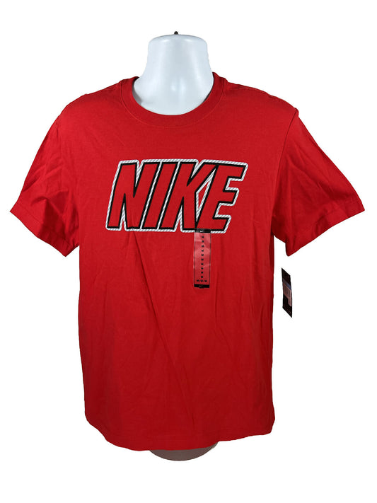 NUEVO Camiseta de manga corta con gráfico de algodón rojo Nike para hombre - M