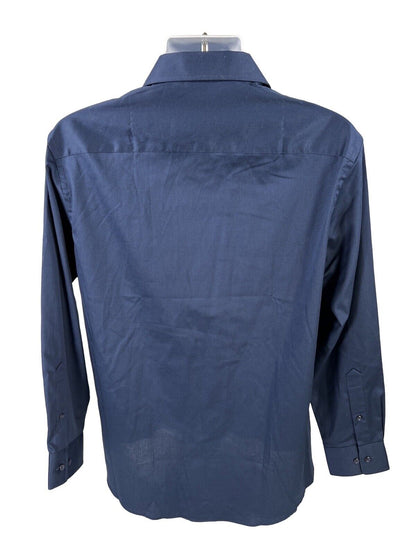 NUEVO Camisa de vestir con cuello flexible azul marino de Van Heusen para hombre - 16