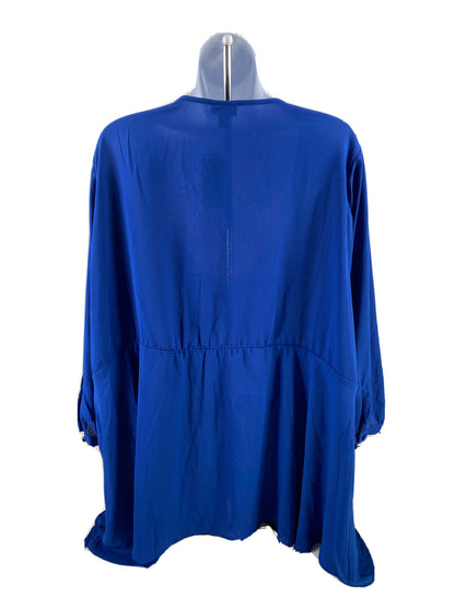 NEW Torrid Women's Blue 3/4 Sleeve Peplum Tie Front Blouse - Plus 5X