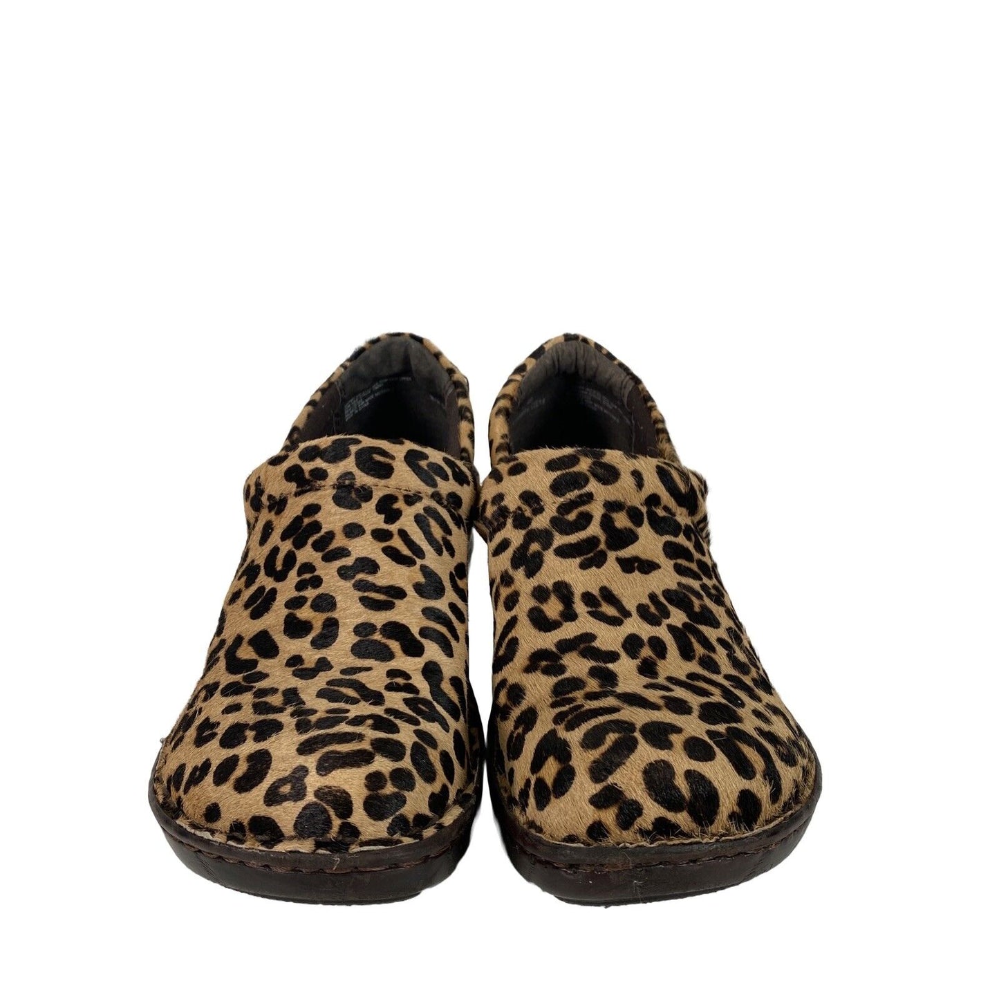 BOC Women's Beige Animal Print Cow Hair Comfort Shoes Clogs - 40/8.5