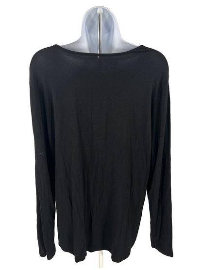 Chico's Women's Black 3/4 Sleeve Stretch T-Shirt - 3/US XL