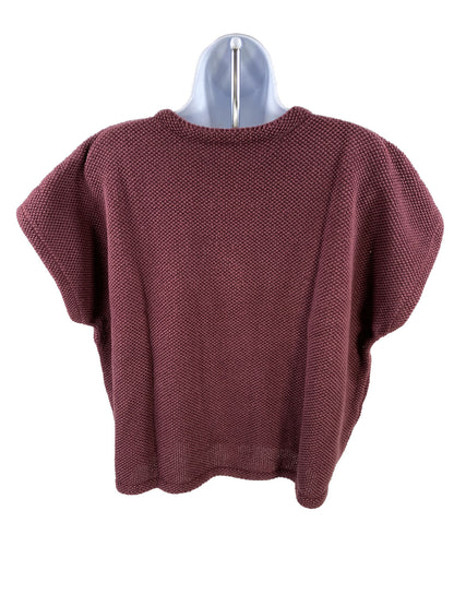 Chris Triola Women's Purple Cotton Short Sleeve Shell Sweater - M