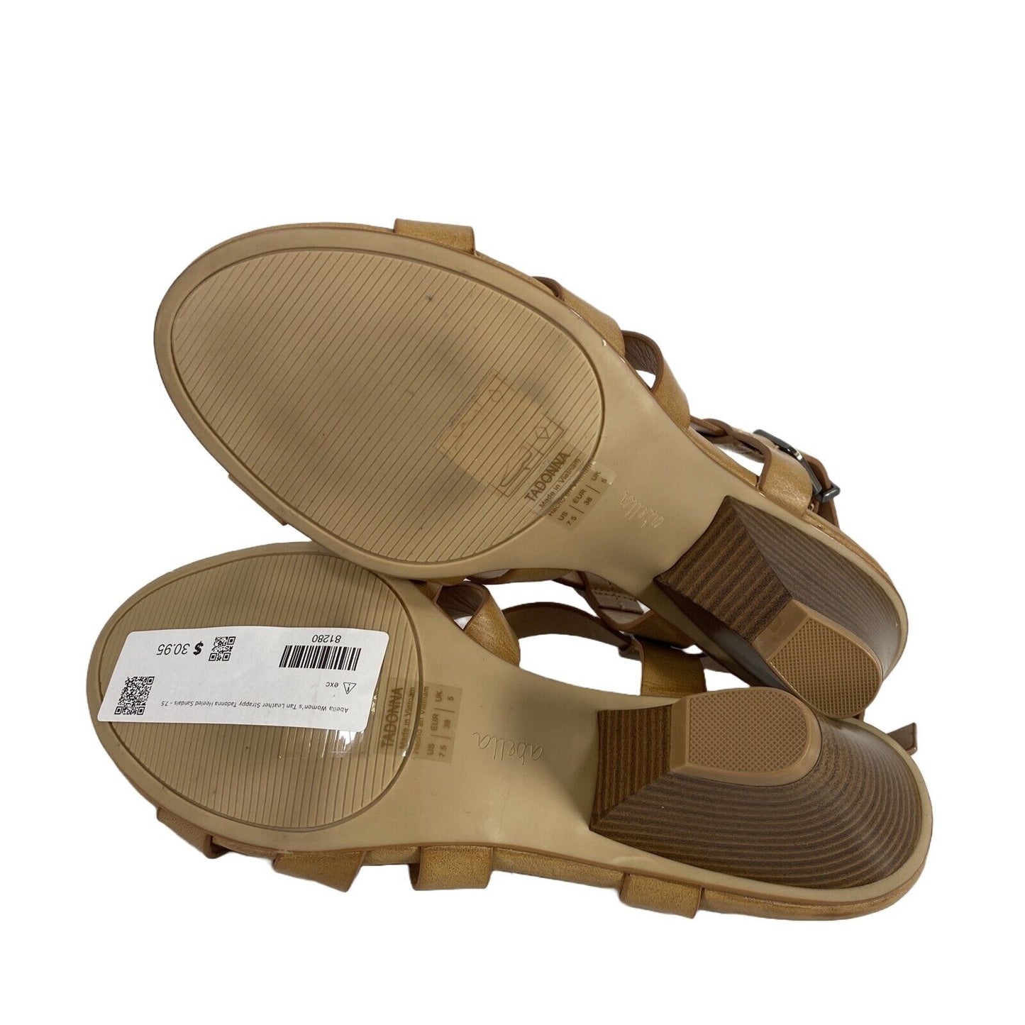Abella Women's Tan Leather Strappy Tadonna Heeled Sandals - 7.5