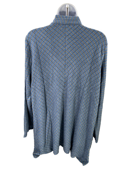 NEW Chico's Zenergy Women's Blue/Gray Striped Cardigan Sweater - 2 US L