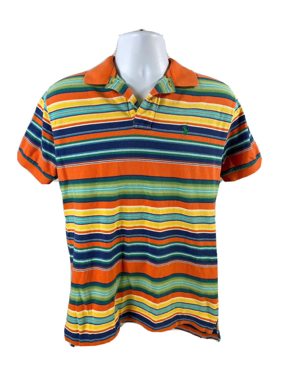 Polo by Ralph Lauren Men's Orange Striped Short Sleeve Polo - M
