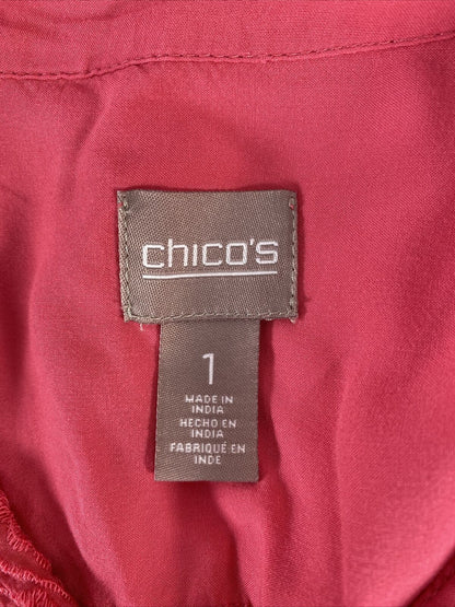 Chico's Blusa de manga 3/4 con botones bordados en rosa para mujer - 1/M