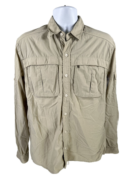 REI Men's Beige Nylon Long Sleeve Hiking Button Up Shirt - M