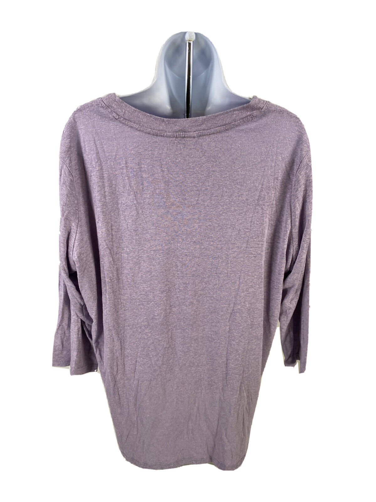 Orvis Camiseta morada de manga 3/4 con cuello en V para mujer - XL