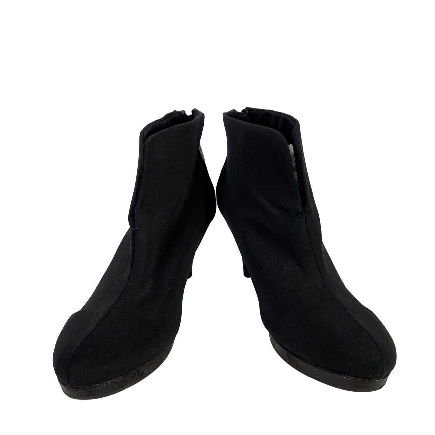 Bandolino - Tacones tipo botín con cremallera trasera de tela negra para mujer - 9,5 M