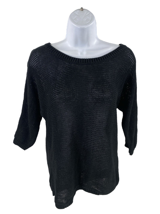 Banana Republic Women's Black Sheer Knit 3/4 Sleeve Sweater - XS