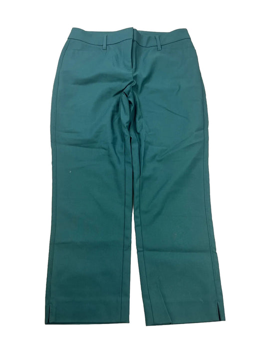 White House Black Market Women's Blue/Green Straight Crop Dress Pants - 4