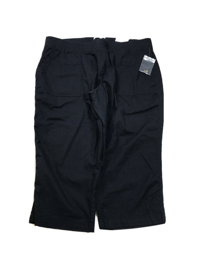 NEW Sonoma Women's Black Cotton Elastic Waist Cropped Pants - XL