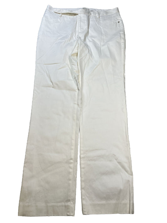 Banana Republic Womens White/Ivory Stretch Straight Dress Pants - 14
