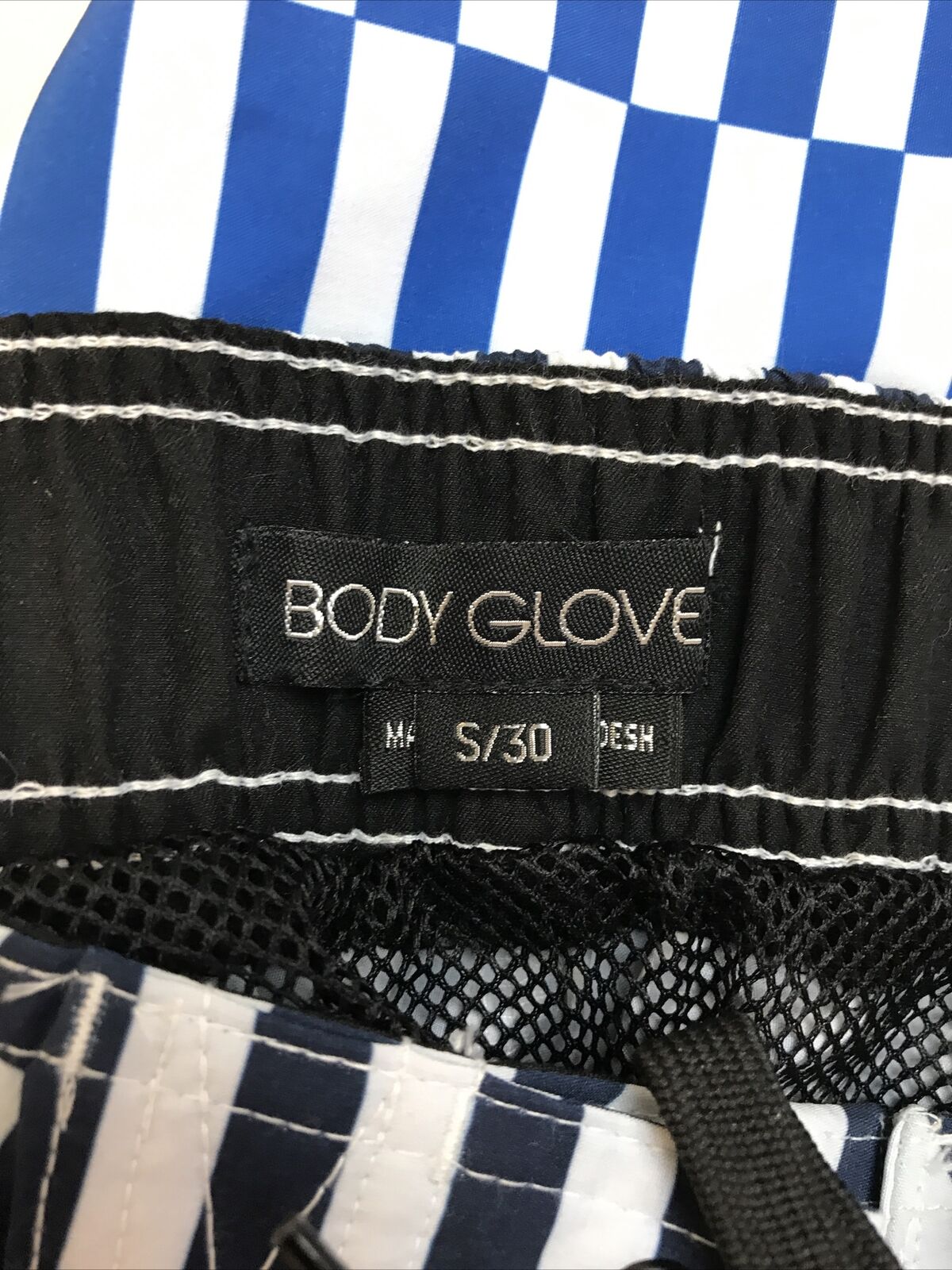 NEW Body Glove Men's Blue Striped Mesh Lined Swim Trunks Sz 30