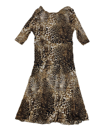 Karen Kane Women' Brown Animal Print Short Sleeve Fit & Flare Dress - M
