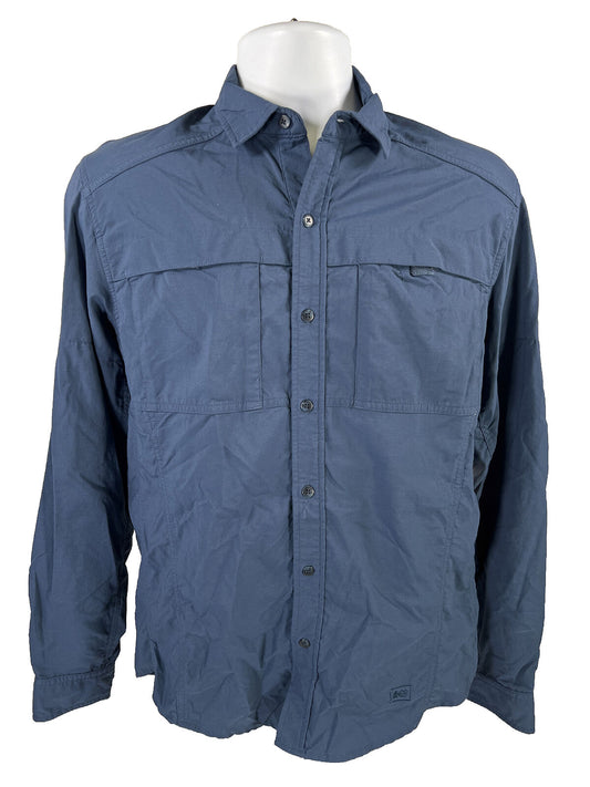 REI Men's Blue Nylon Long Sleeve Hiking Button Up Shirt - S