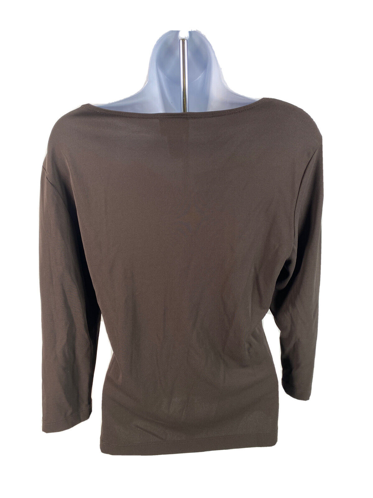 Chico's Women's Brown Sheer V-Neck 3/4 Sleeve Blouse -1/ US M