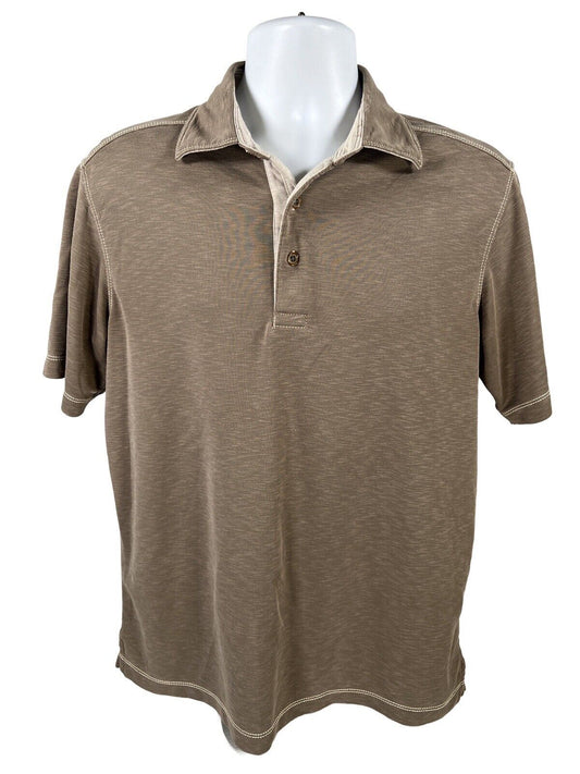 Johnston and Murphy Men's Brown Short Sleeve Polo Shirt - M
