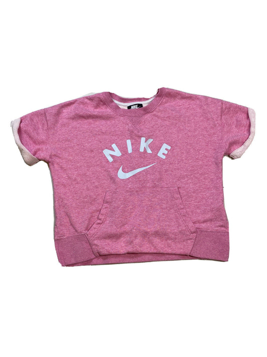 Nike Sportswear Girls Pink Slightly Cropped Crew Sweatshirt Sz L