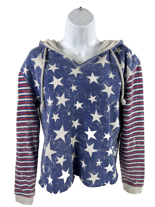 Roxy Women's USA American Flag V-Neck Hoodie Sweatshirt - XS