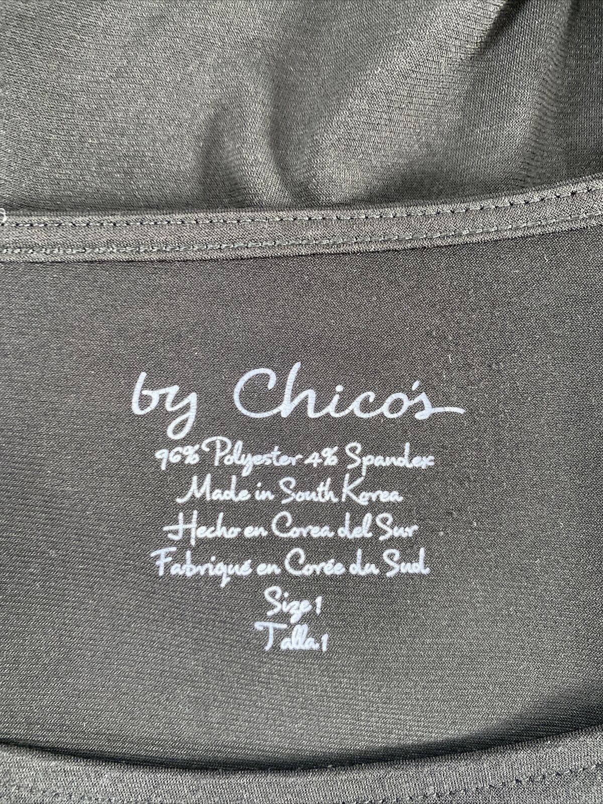 By Chico's Women's Black Short Sleeve Asymmetrical Blouse - 1 US M