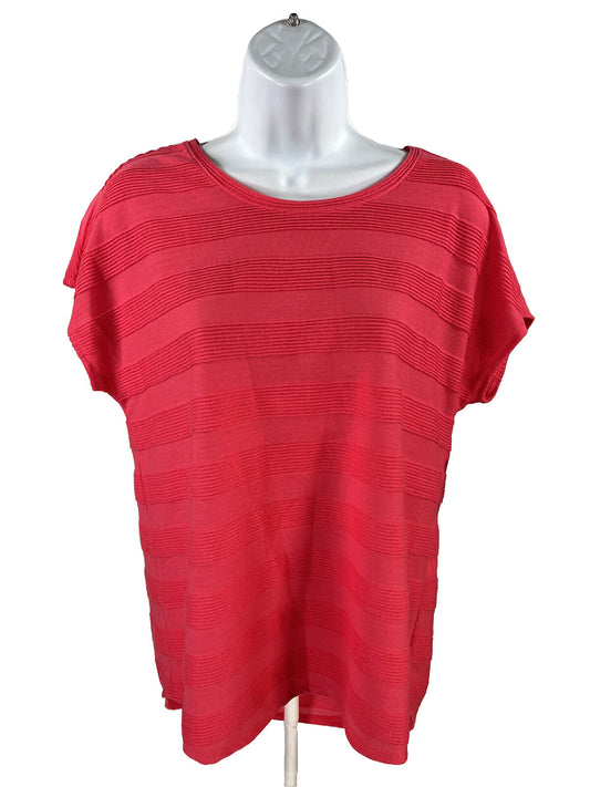 NEW Chico's Women's Pink Striped Stella Knit T-Shirt - 1 US M