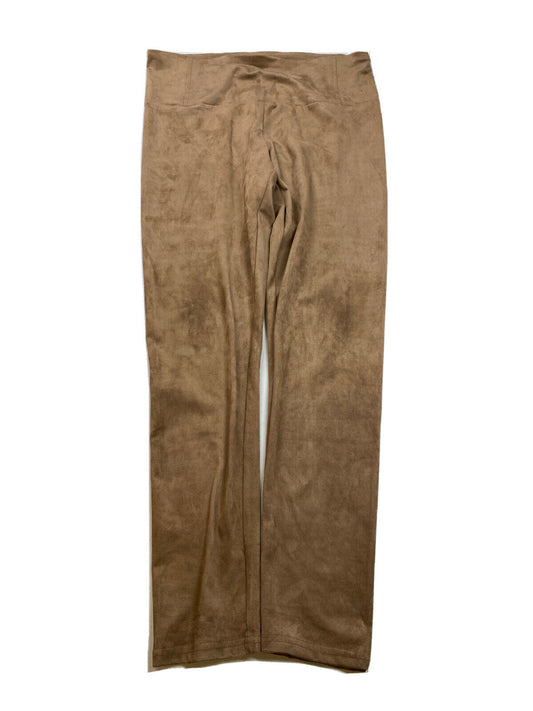 Triabl Pantalones ajustados sin cordones de microfibra de gamuza sintética marrón para mujer - L