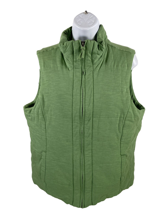 Coldwater Creek Women's Green Sleeveless Full Zip Cotton Vest - L
