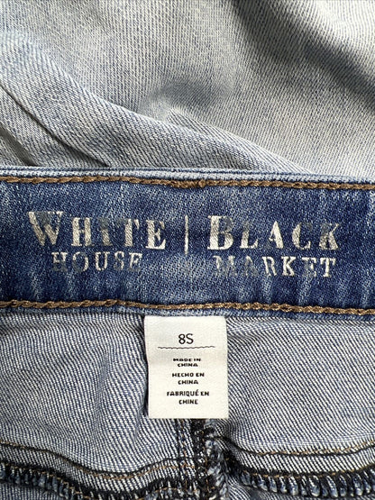 White House Black Market Jeans ajustados elásticos con lavado claro para mujer - 8 cortos