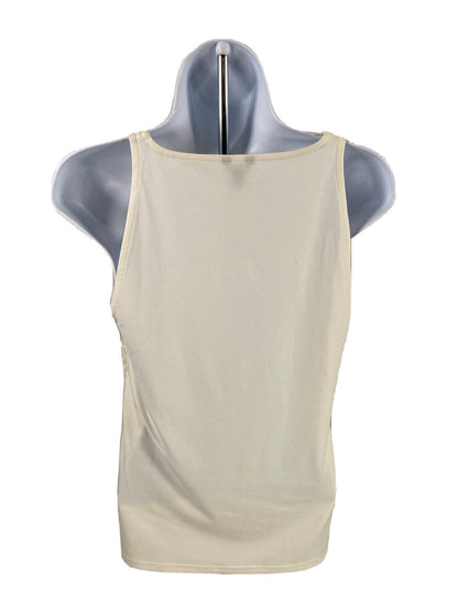Ann Taylor Women's Ivory Lace Front Sheer Sleeveless Tank Top - M Petite