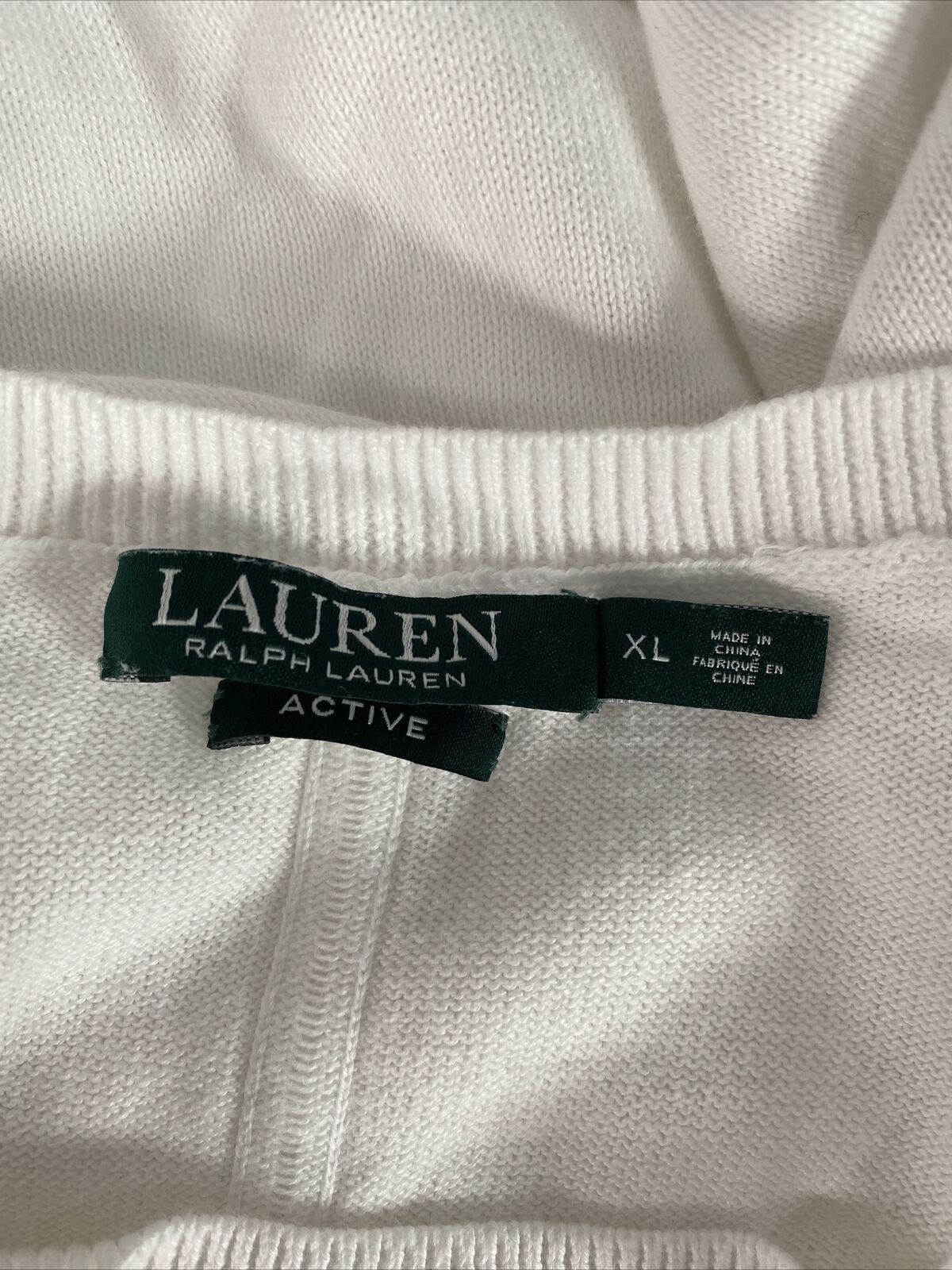 Lauren Ralph Lauren Women's White Active Thin Knit Sweater - XL