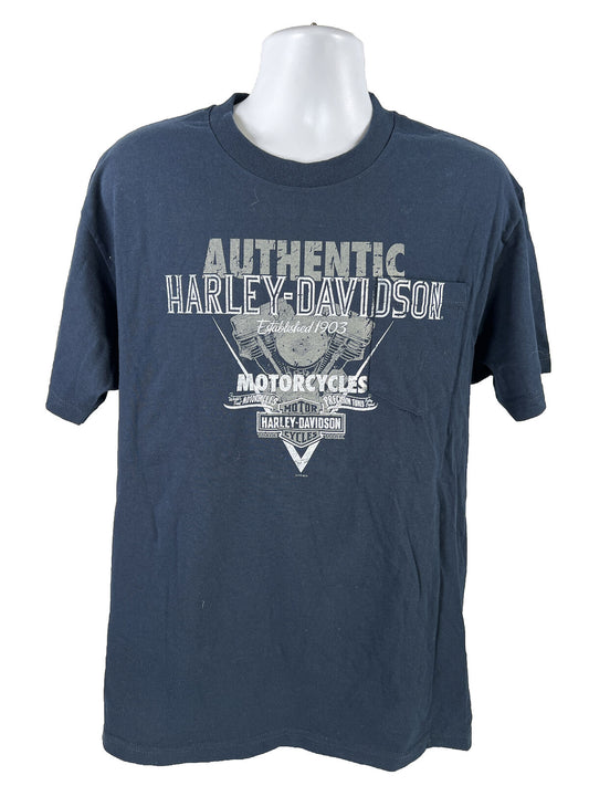 Harley Davidson Men's Navy Blue Graphic Short Sleeve T-Shirt - L