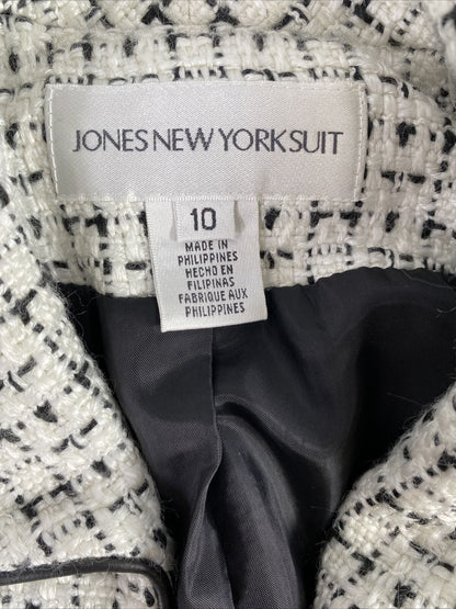 Jone New York Women's White/Black Button Up Jacket & Pencil Skirt Set -10