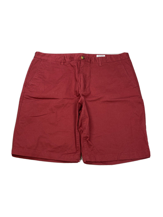 7Diamonds Men's Red Cotton Stretch Flat Front Chino Shorts - 38