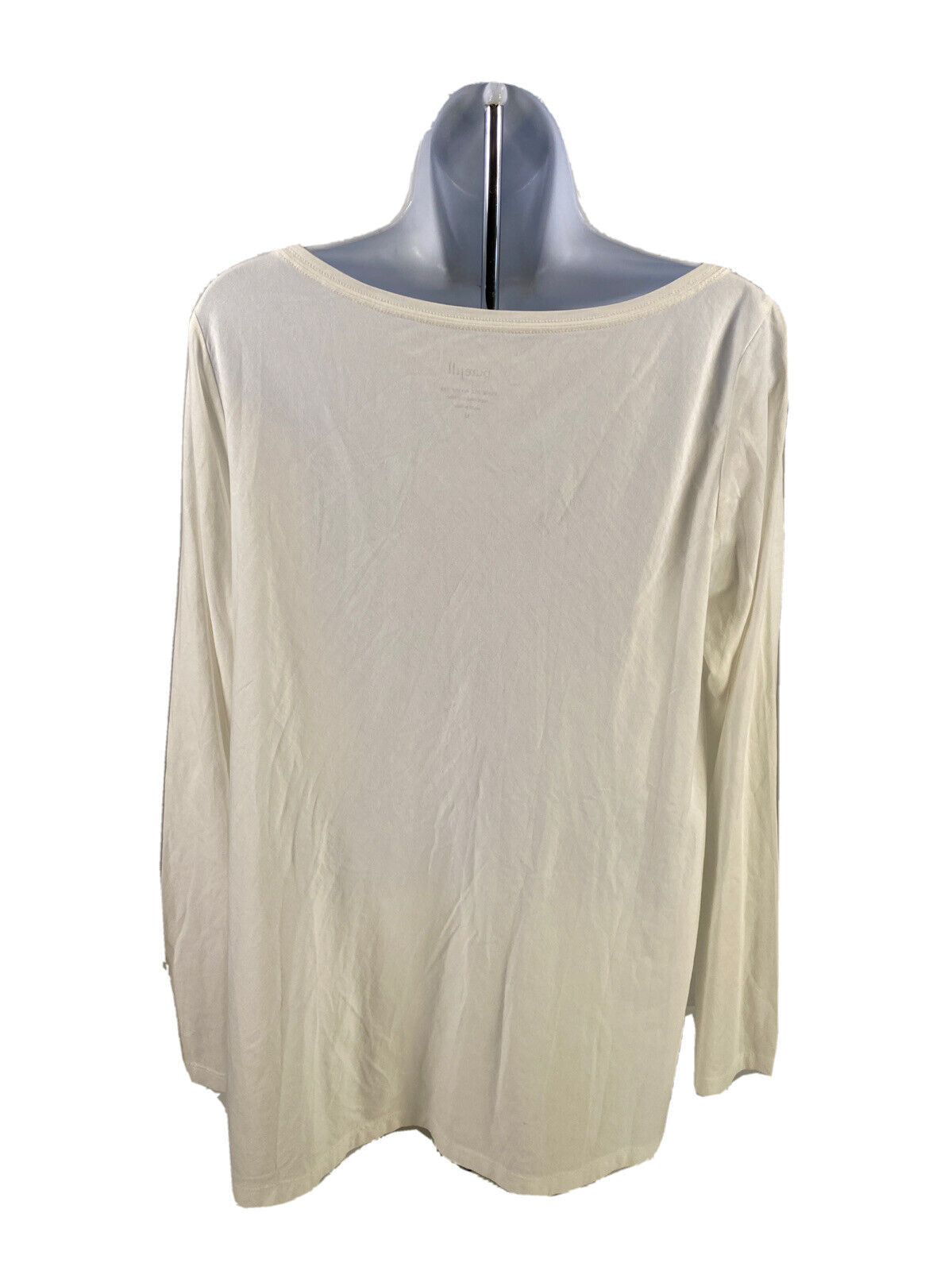Pure J. Jill Women's White Long Sleeve Pima Cotton A-Line Tee Shirt - M