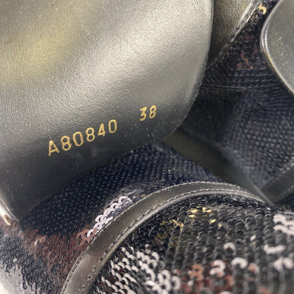 Segio Rossi Womens Black Sequined Scuba Leather Slip On Sneakers- 38/US 8