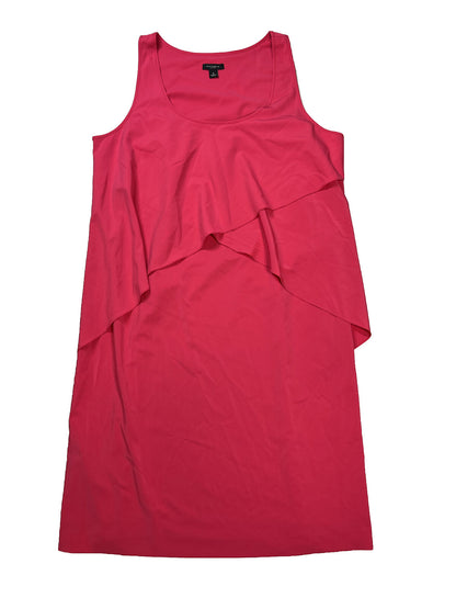 Ann Taylor Women's Pink Sleeveless Layered Accent Shift Dress - 4