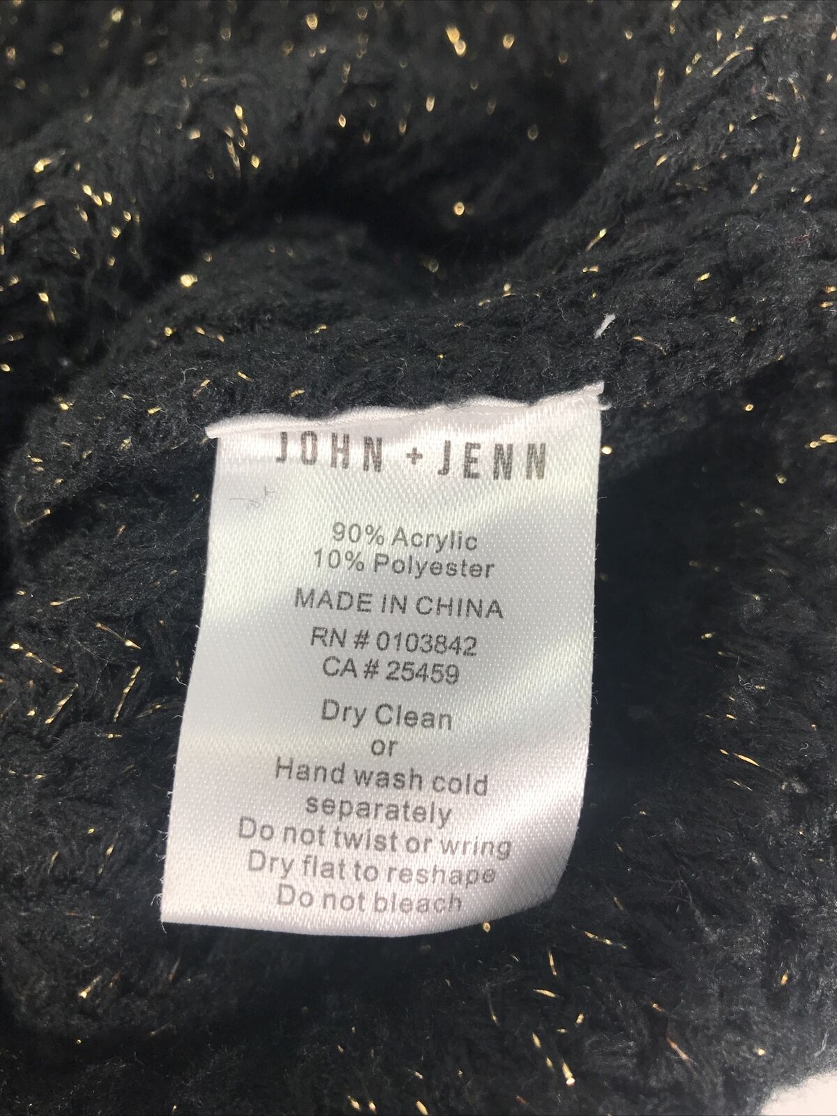 John + Jenn Women's Black/Gold Chunky Knit V-Neck Sweater Sz M