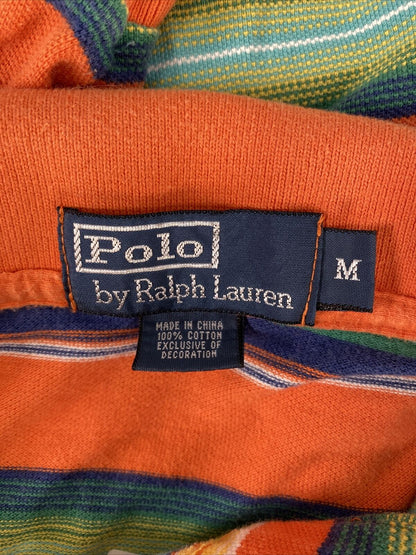 Polo by Ralph Lauren Men's Orange Striped Short Sleeve Polo - M