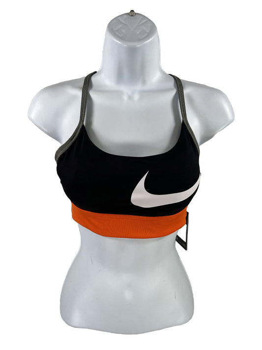 NEW Nike Women's Black/Orange Light Support Indy Sports Bra - S