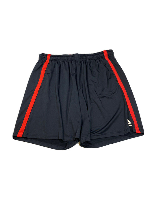 Reebok Pantalones cortos deportivos de poliéster negro para hombre con bolsillos - 2XL