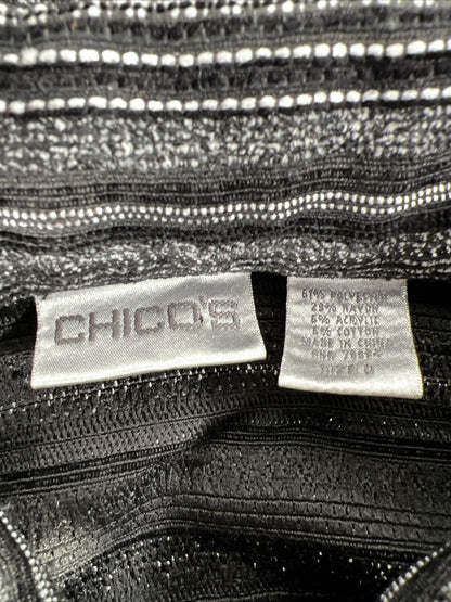 Chico's Top pesado con botones brillantes y rayas negras para mujer - 0/US S