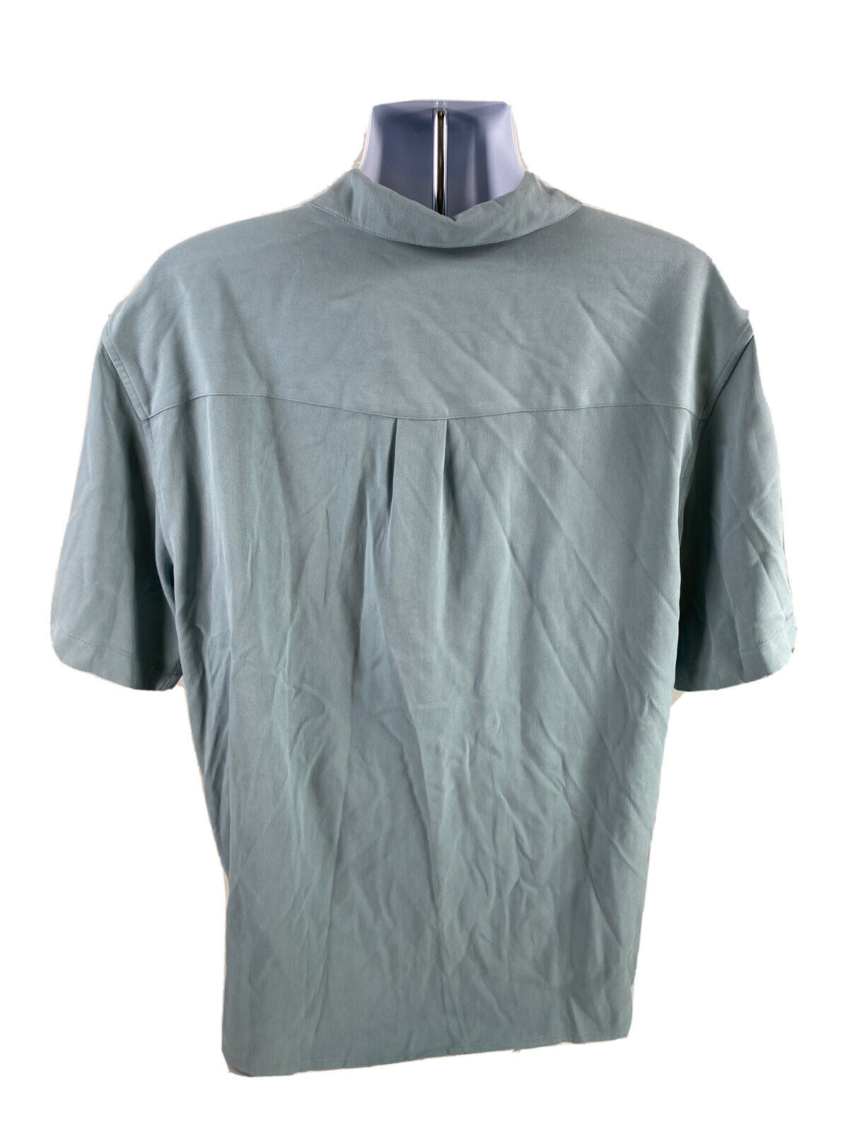NEW Jos A Bank Men's Blue 100% Silk Short Sleeve Button Up Shirt - M